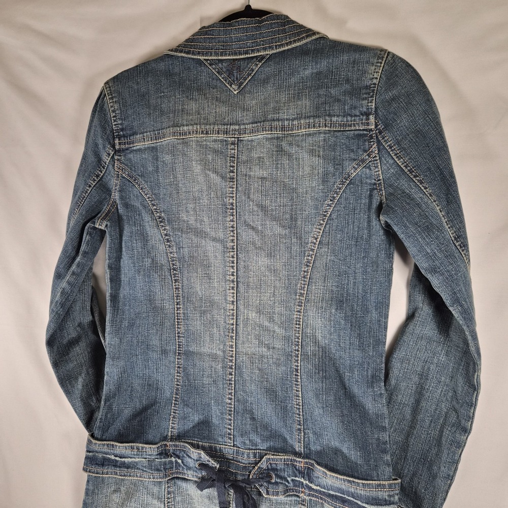 Vintage Y2K Denim Babydoll Mini Dress Western Cowgirl Festival Core Size 7/8 - Picture 10 of 14